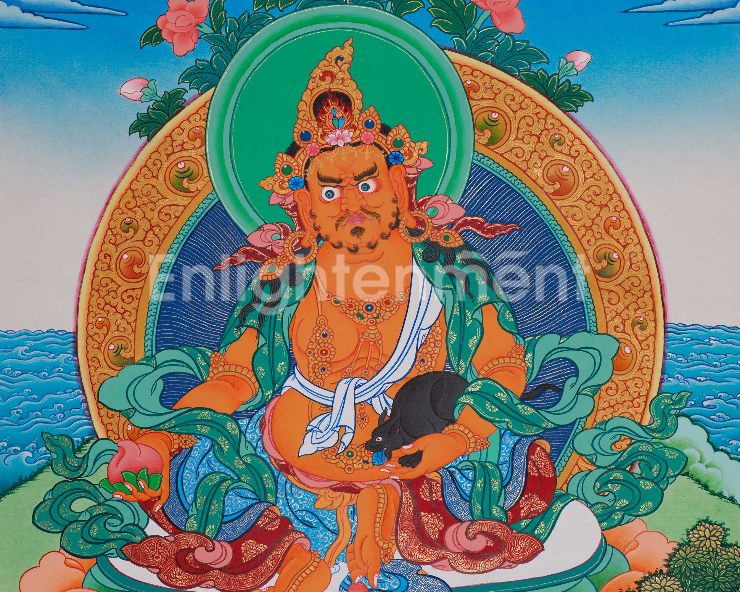 Yellow Jambhala Painting | The Wealth Deity of Prosperity and Abundance