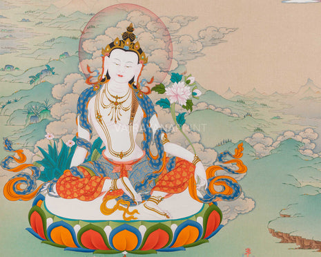2-Armed Chenresig with Amitabha Buddha Thangka Print | Spiritual Wall Decoration