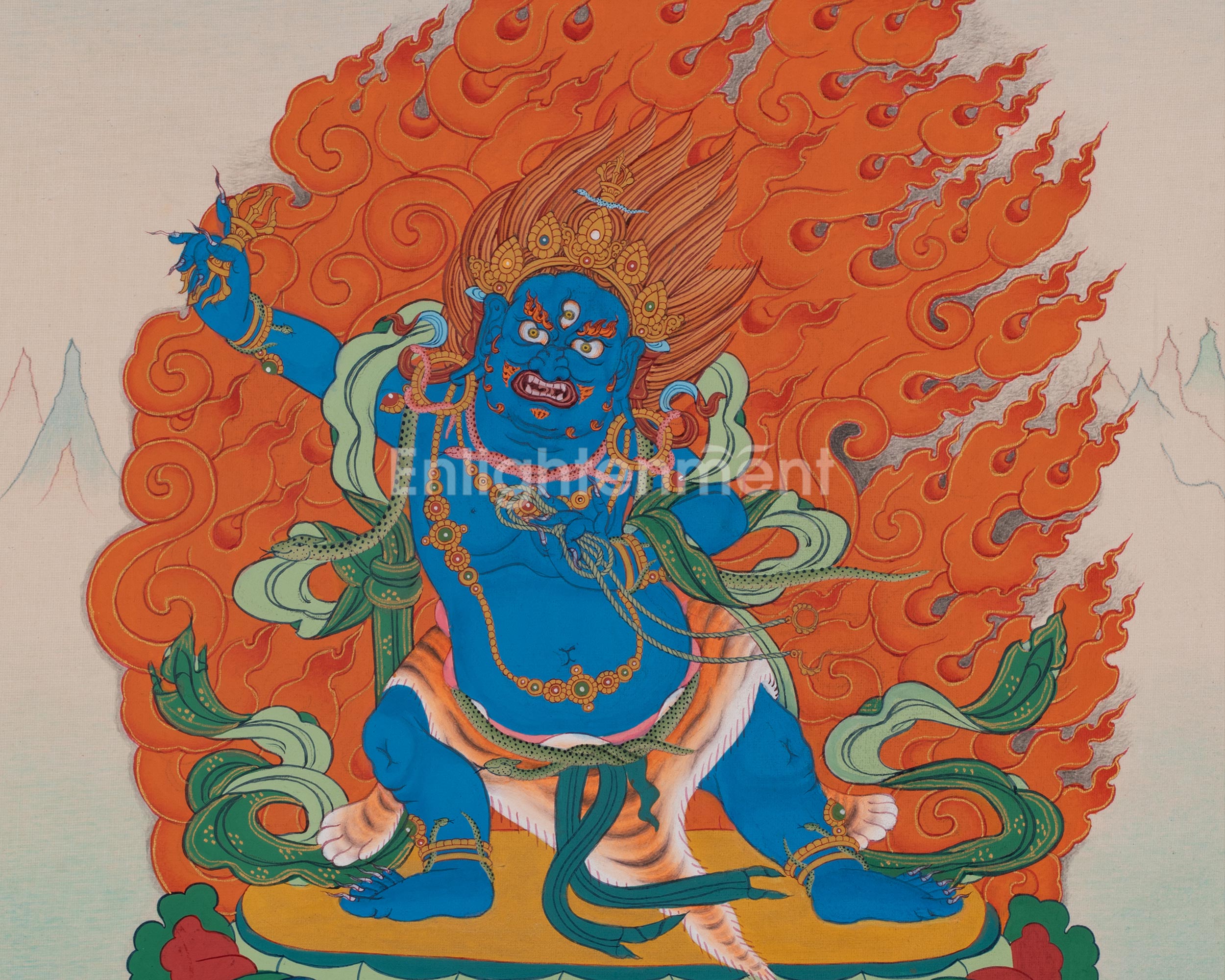 Vajrapani Tibetan Art | Wrathful Protector Thangka | Spiritual Gift