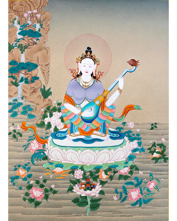 Saraswati Goddess | Deity Of Wisdom | Thangka Art