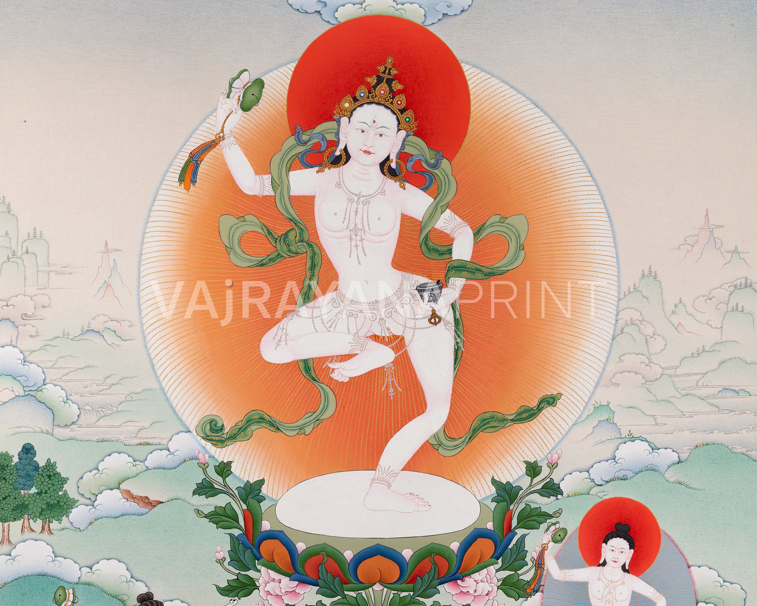 Machig Labdron Thangka Print | Great Tibetan Yogini | Digital Print