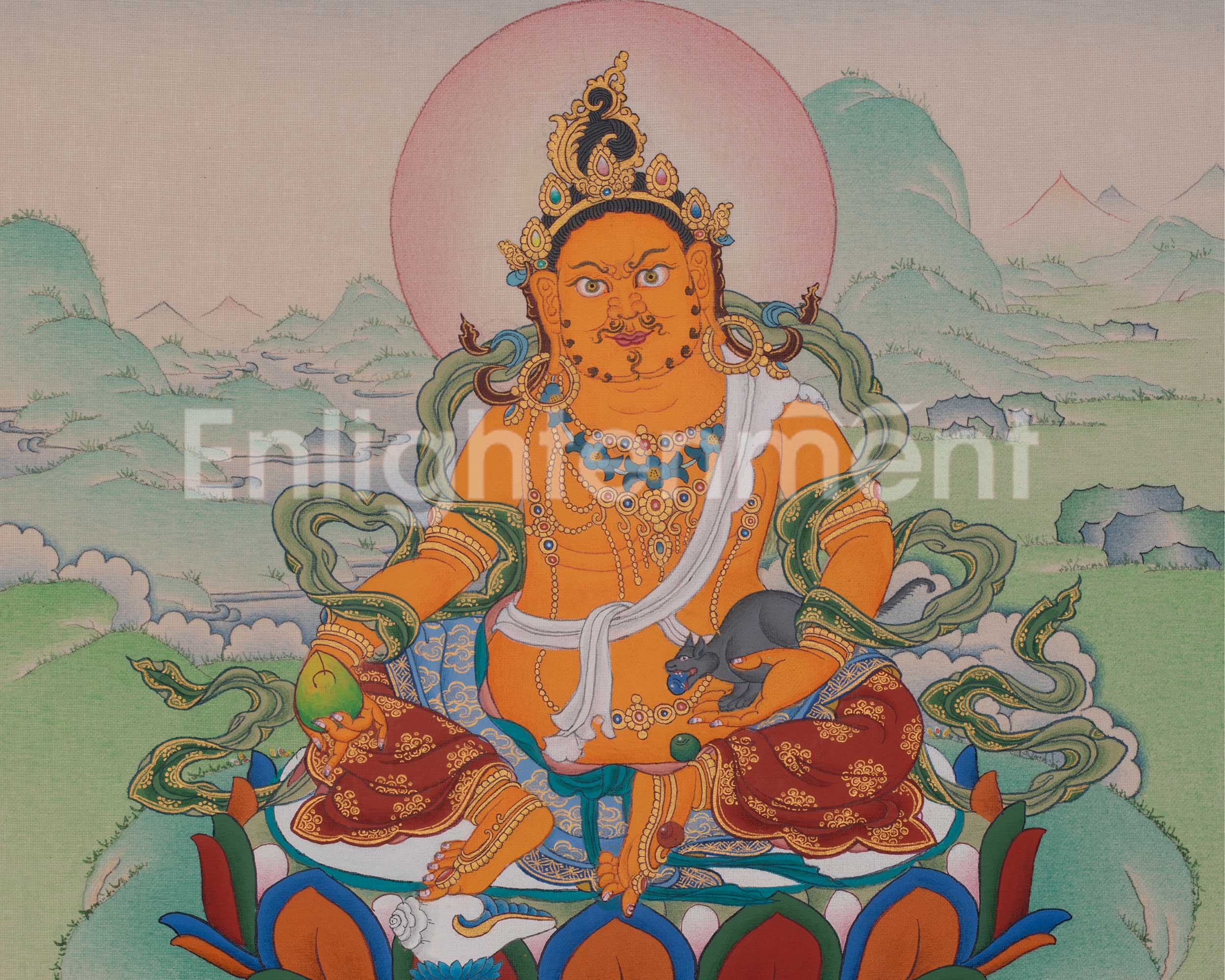 Dzambhala Prosperity Art | Wealth Deity | Traditional Thangka