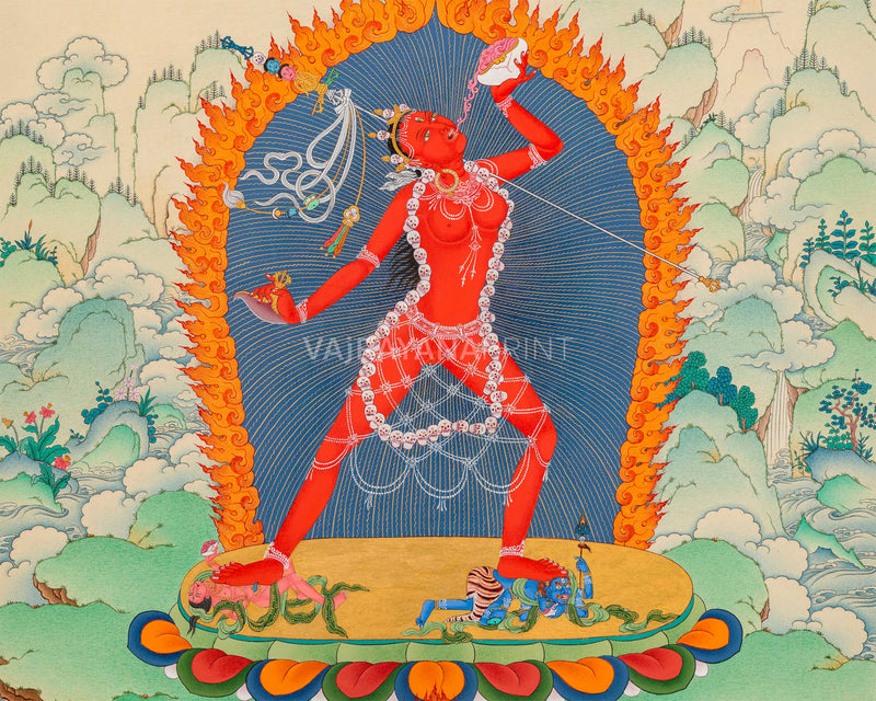 Vajrayogini Dakini Thangka Print | The Divine Feminine Goddess | Spiritual Wall Decoration