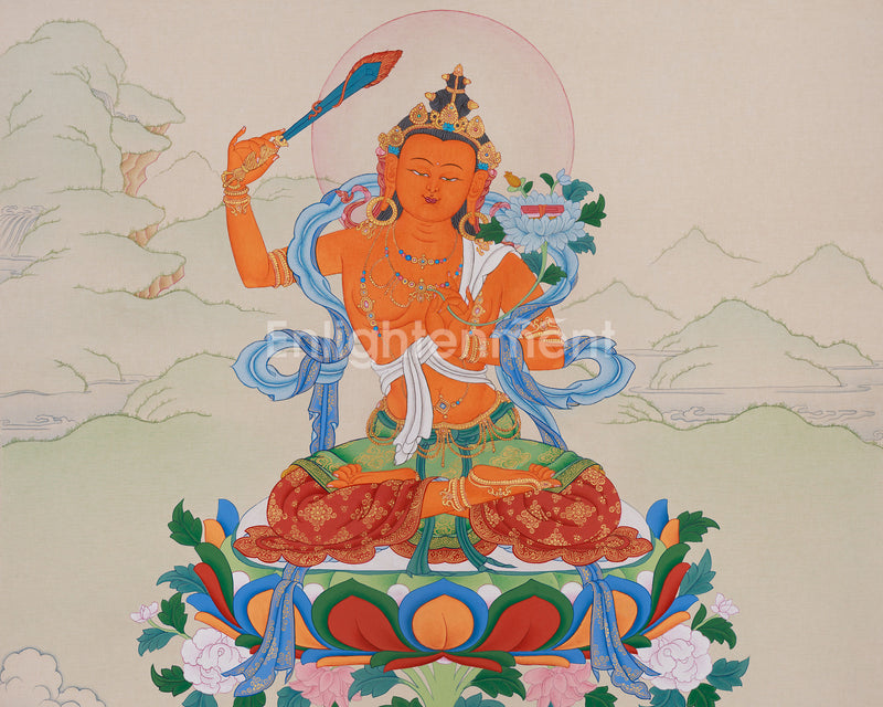 Wisdom Deity, Manjushri Thangka for Meditation | A Vision of Enlightened Wisdom