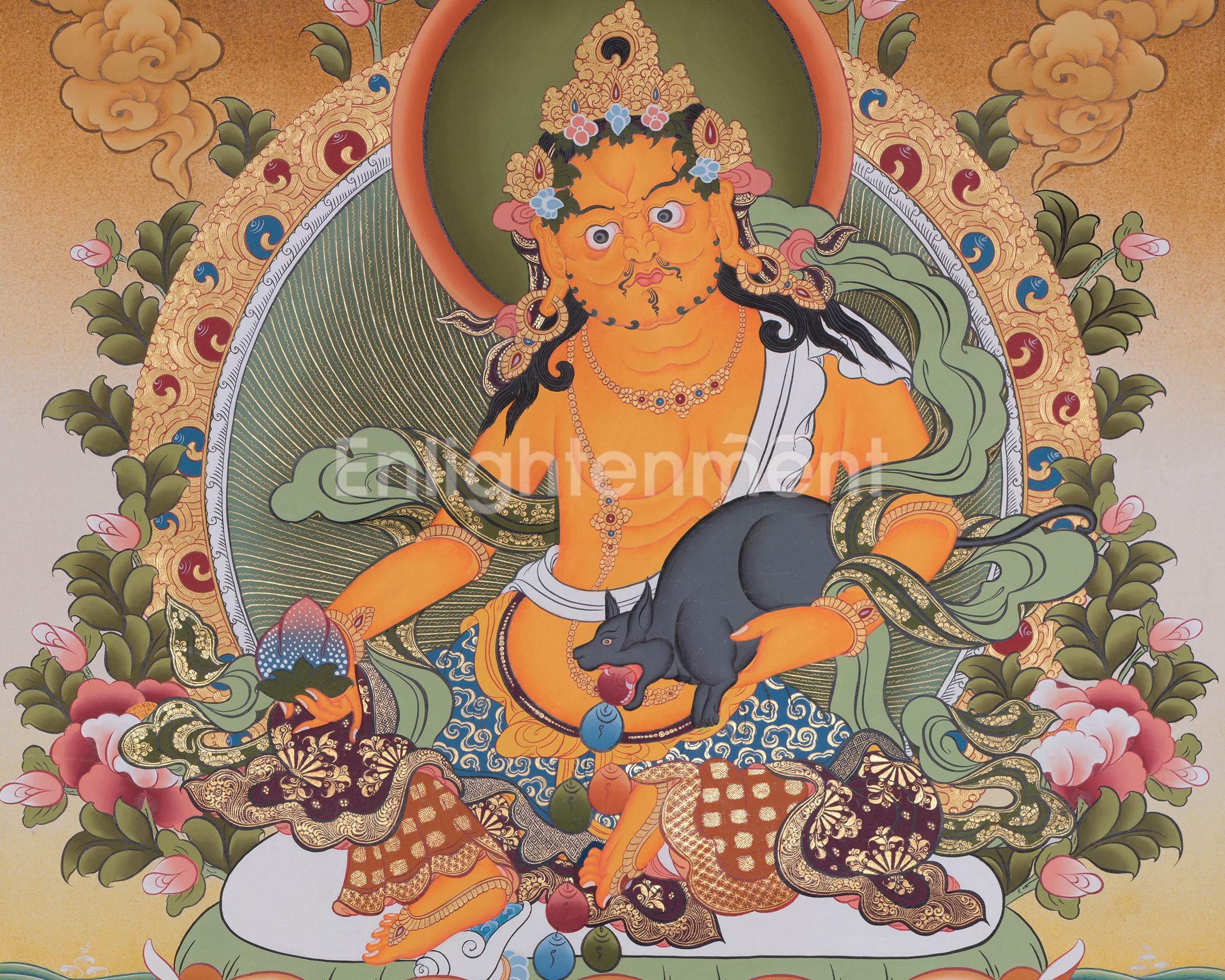 Guardian Of Prosperity Dzambhala Thangka | A Protector of Wealth and Abundance