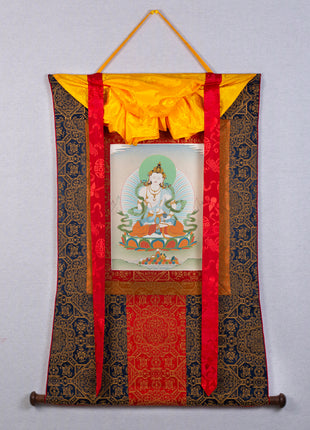 Vajrasattva Thangka | Tibetan Thangka Painting With Brocade