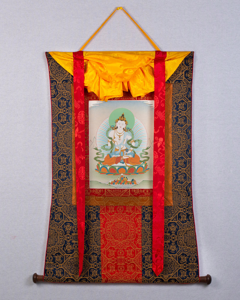 Vajrasattva Thangka | Tibetan Thangka Painting With Brocade