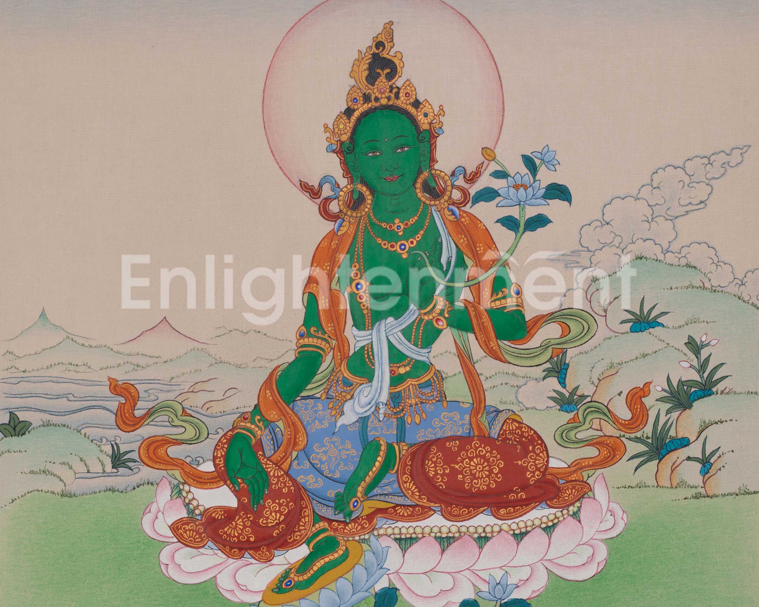 Goddess Shyama Tara Thangka | Green Tara Artwork of Compassion and Protection