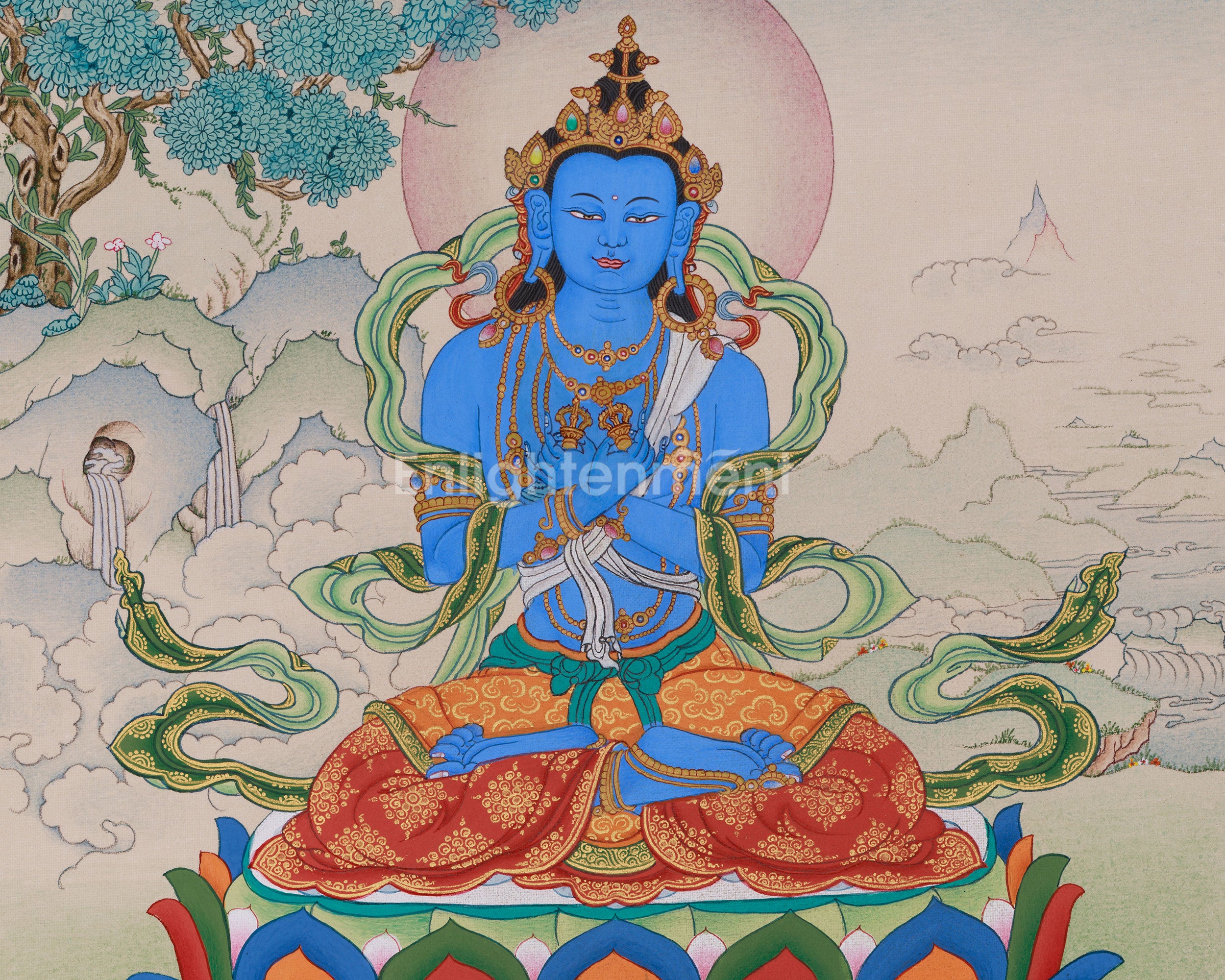 Enlightenment Symbol Vajradhara Thangka | Holder of the Thunderbolt