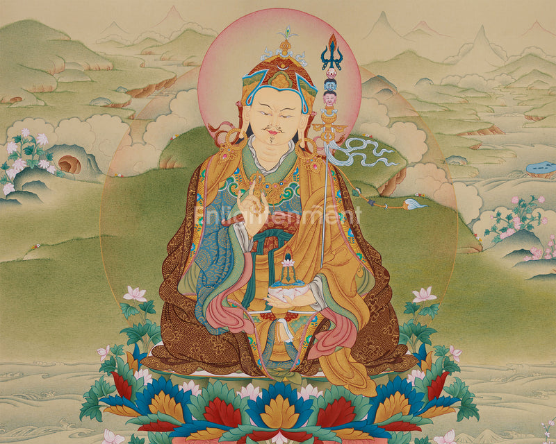 Enlightened Guru Tsokye Dorje Thangka | Peaceful Padmasambhava