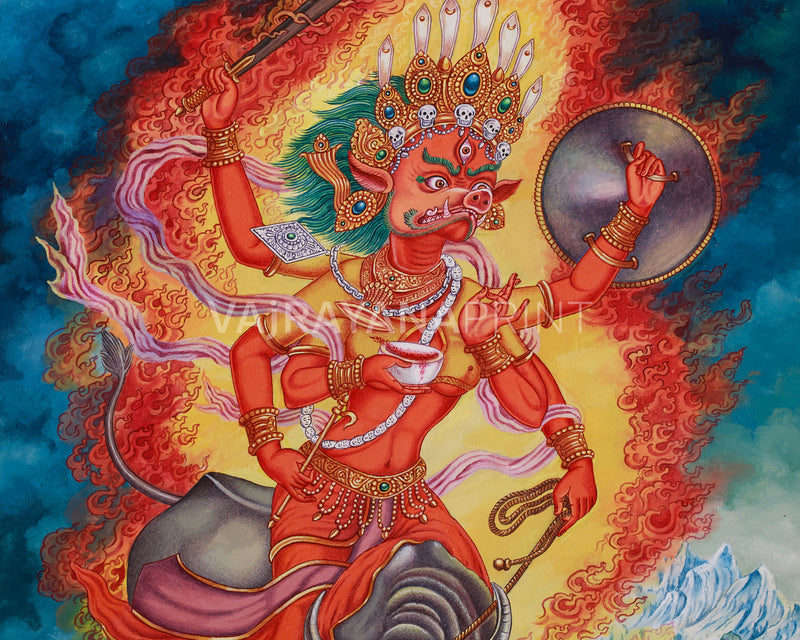 Goddess Varahi Thangka Print | Fierce Boar-Faced Goddess of Protection and Power