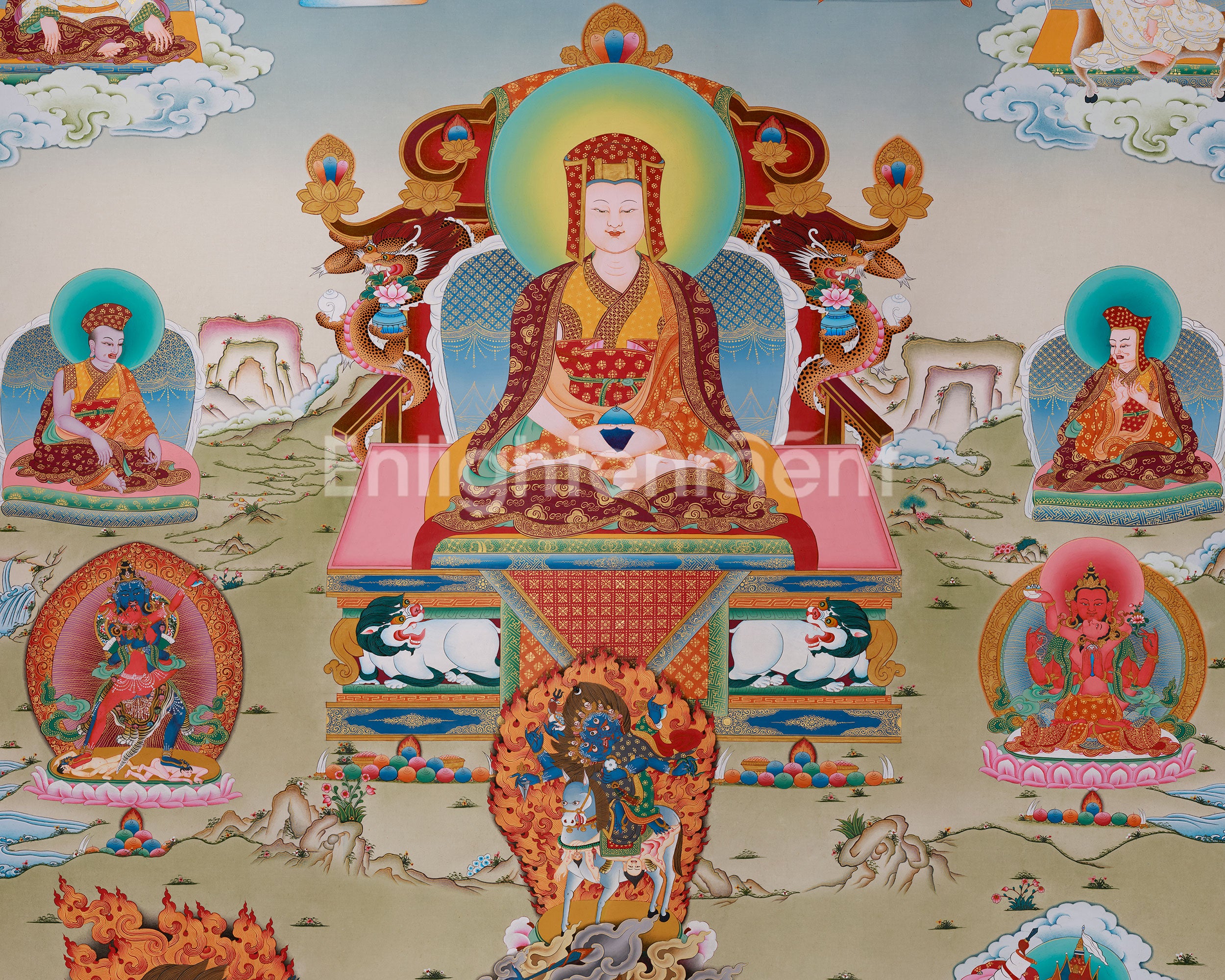 Traditional Thangka of Gompopa | Kagyu Lineage Master Buddhist Art