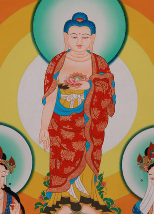 Divine Standing Buddha Thangka | Embodying Peace and Spiritual Wisdom