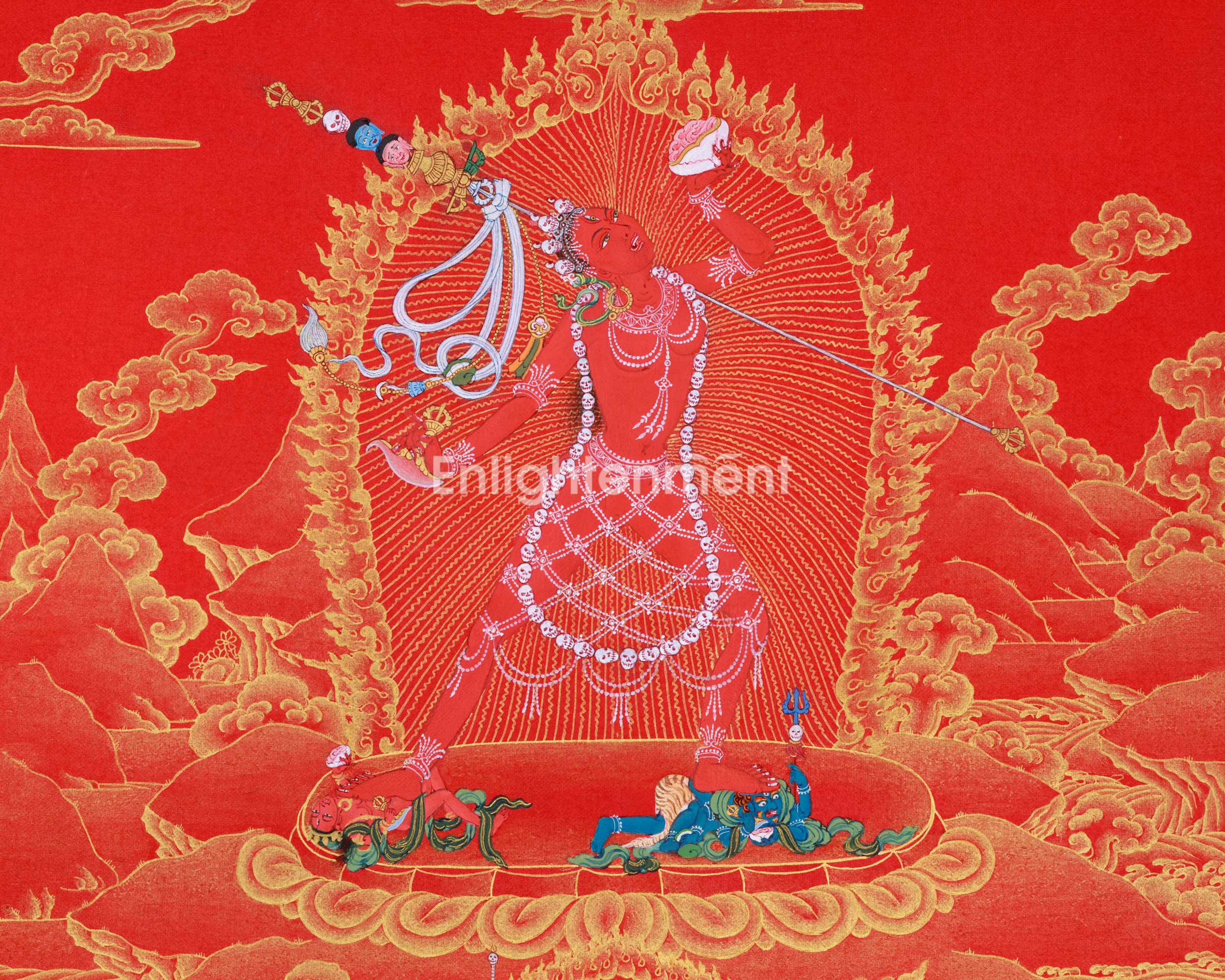 Vibrant Ren and Gold Vajrayogini Thangka | Ethereal Art for Your Space