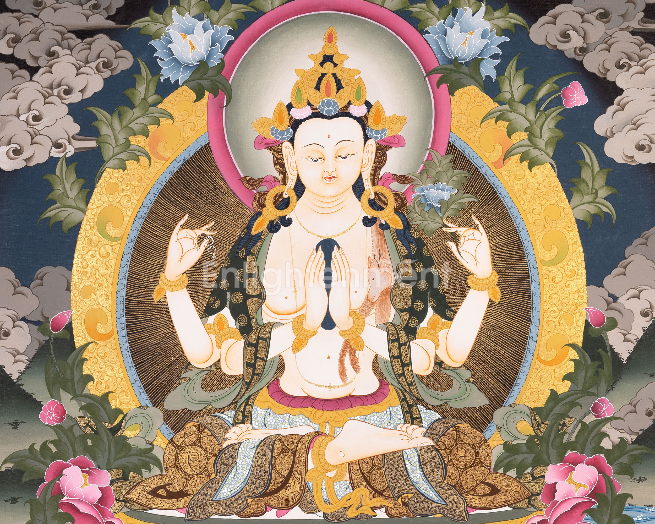 Chenresig Thangka | Avalokiteshvara | Handpainted Religious Art