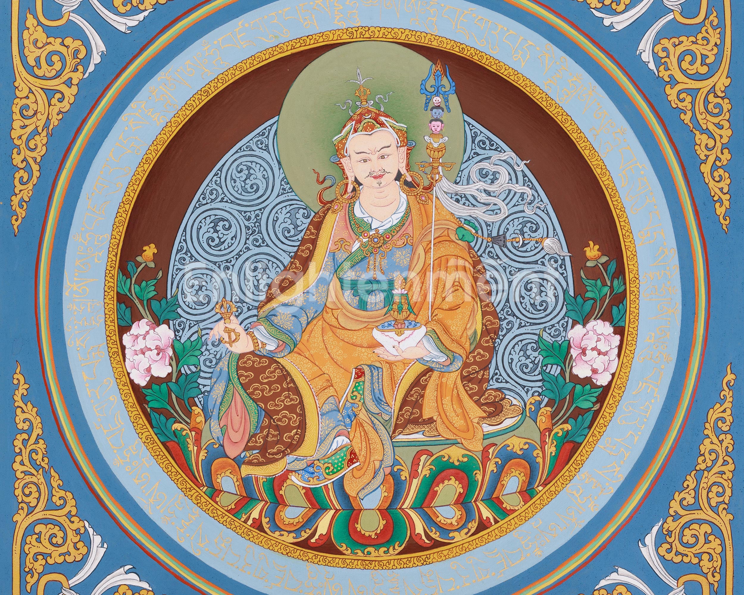 Authentic Padmasambhava Mandala Painting | Guru Rinpoche, the Spiritual Protector and Tantric Master