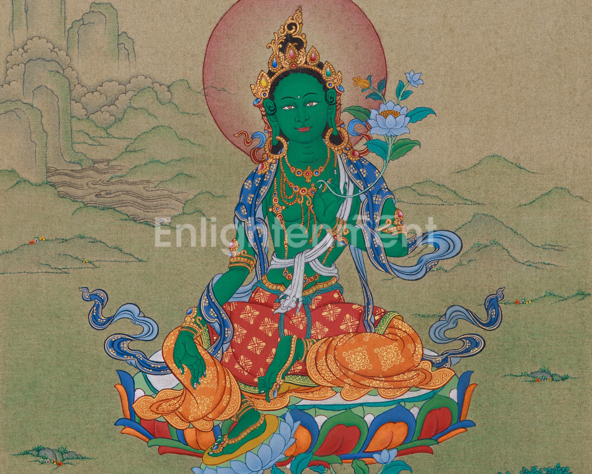 Swift Liberator Green Tara Thangka | Goddess of Compassion and Protection