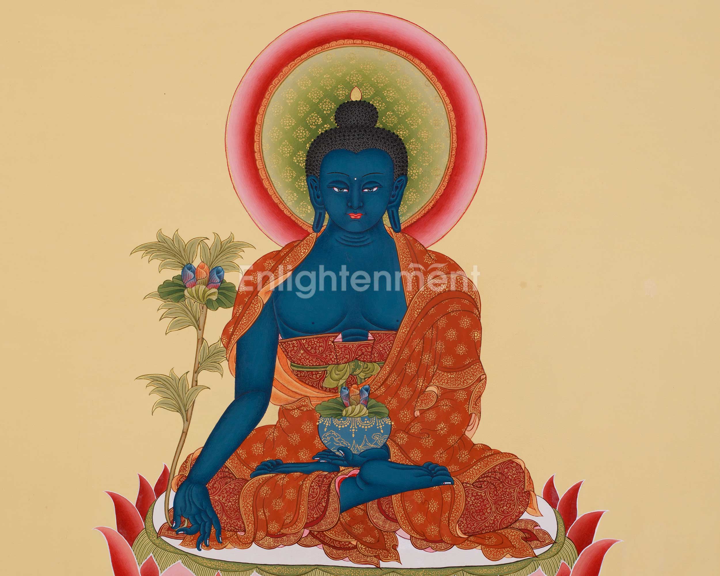Blue Healing Buddha Thangka | Medicine Buddha Bhaisajyaguru