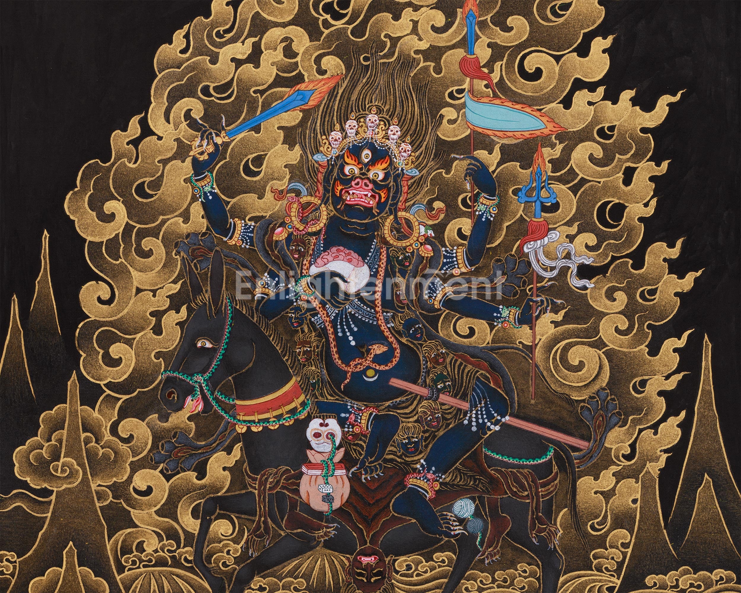 Four-Armed Palden Lhamo Thangka | Fierce Guardian in Nakthang Style