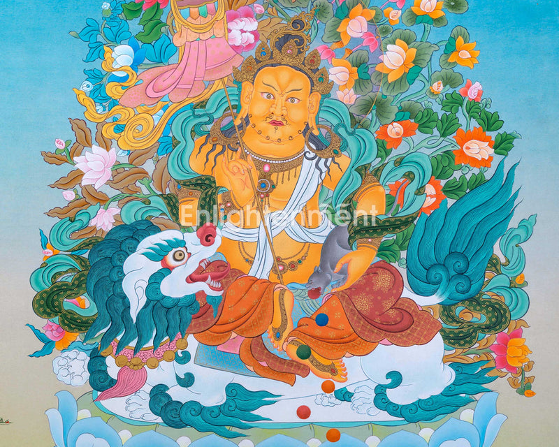 Hand-Painted Buddhist Wealth Deity | Namtoshe Thangka Art | Blessings of Wealth and Abundance