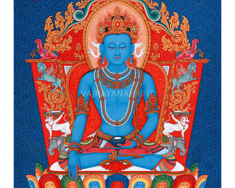 Akshobhya Thangka Print | High-Quality Artwork Capturing the Divine Blue Buddha Essence