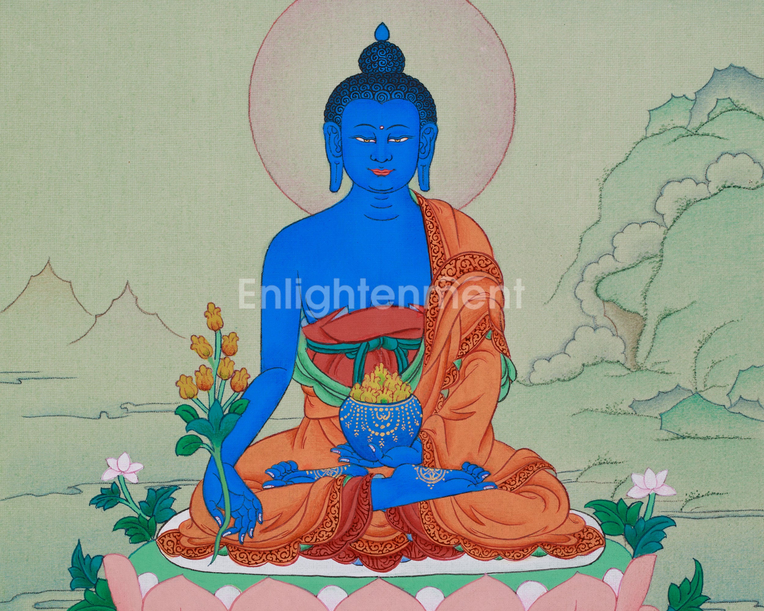 Sacred Thangka of Medicine Buddha |A Divine Representation of Healing