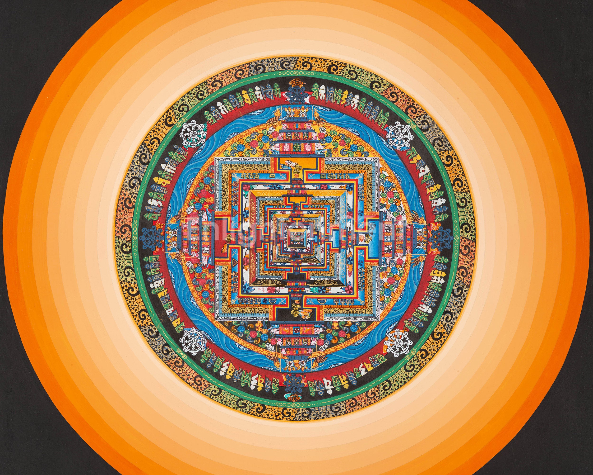 Tibetan Wheel Of Life, Kalachakra Thangka | Traditional Painting