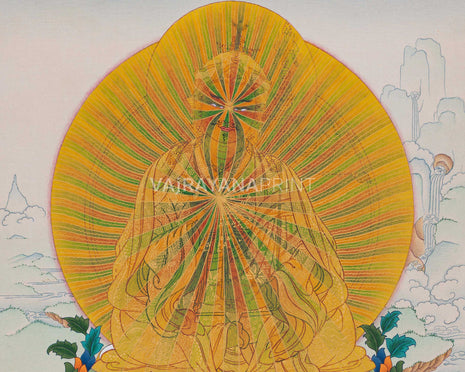 Guru Padmasambhava In Rainbow Body Form | Guru Rinpoche Thangka Print