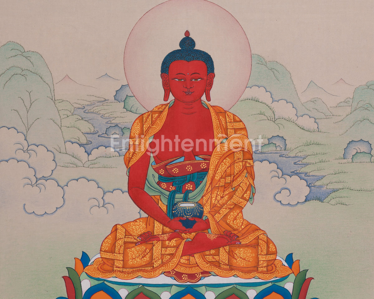 Hand-Painted Amitabha Buddha Art | Infinite Light | The Lotus Family