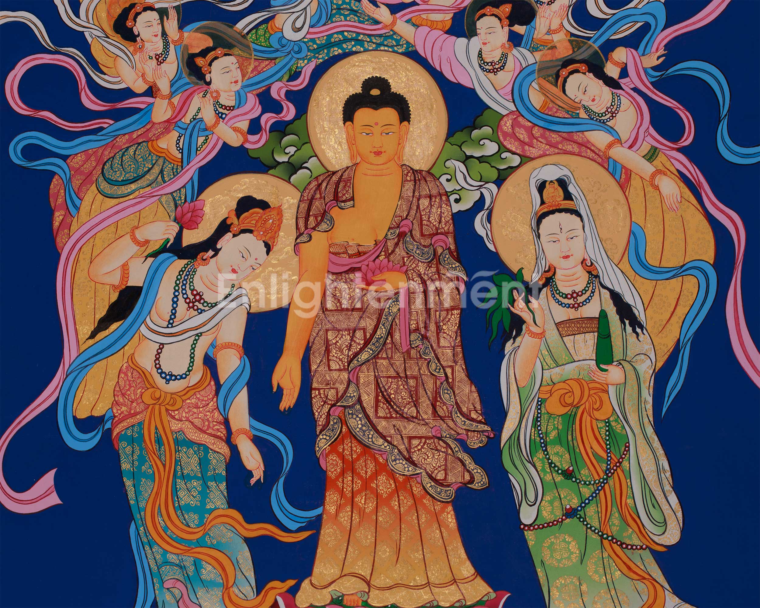 Standing Buddha Thangka | Symbol of Peace, Enlightenment, and Divine Grace