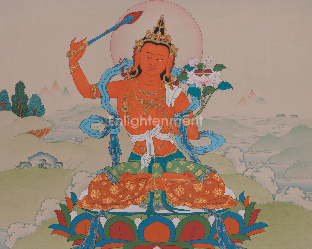 Manjushri Buddhist Artwork | Wisdom Deity | Bodhisattva of Knowledge and Clarity