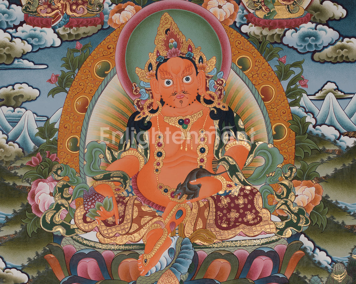 Dzambala Kubera Thangka Art | Divine Wealth and Prosperity | Home with Wealth and Good Fortune |
