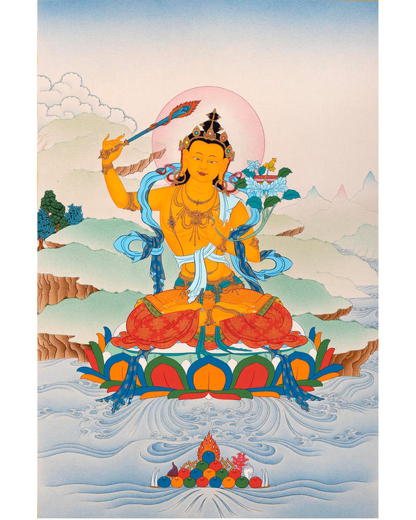 Manjushri Thangka Art | Traditional Karma Gadri Style