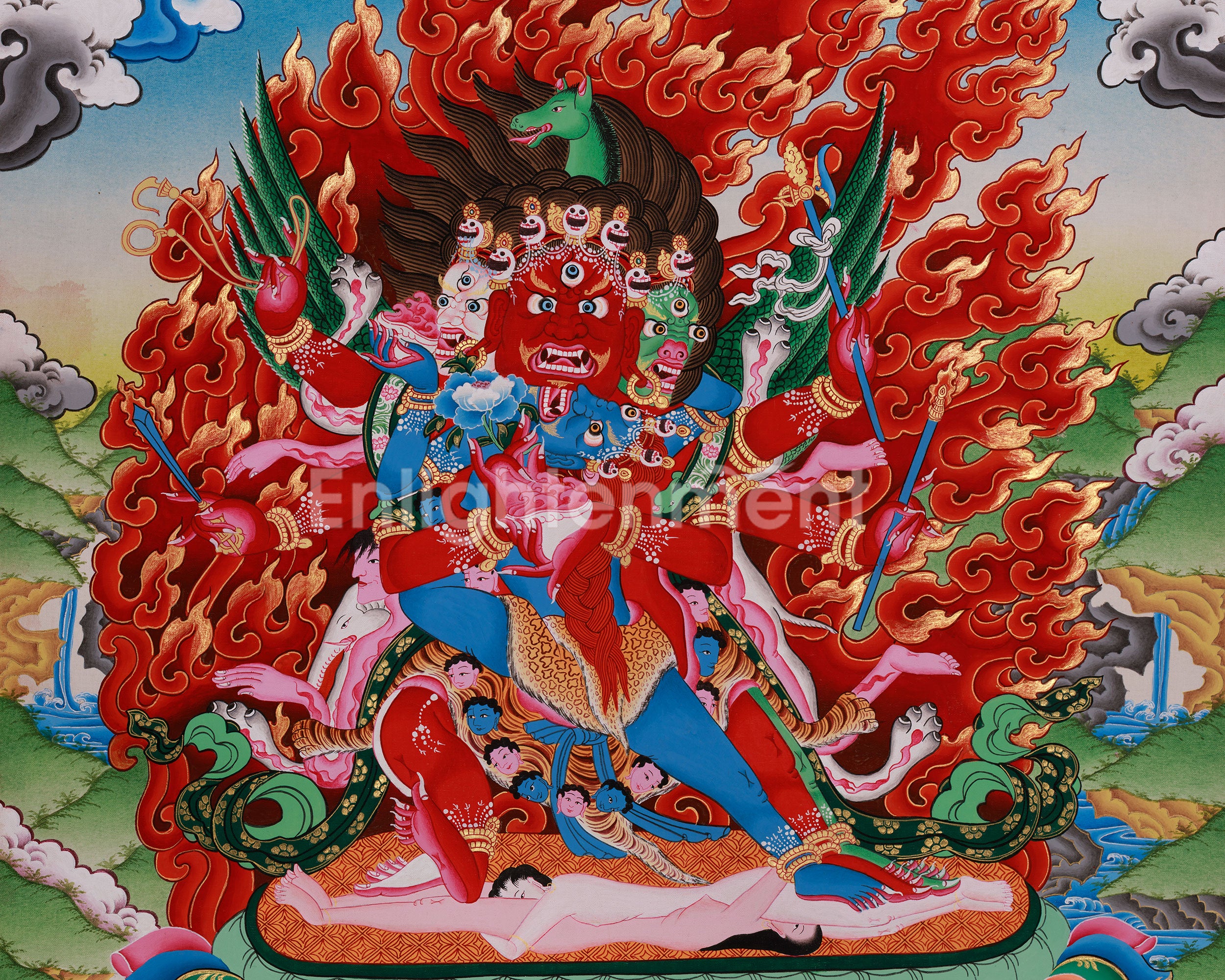 Traditional Thangka of Hayagriva | Buddhist Guardian and Tantric Deity