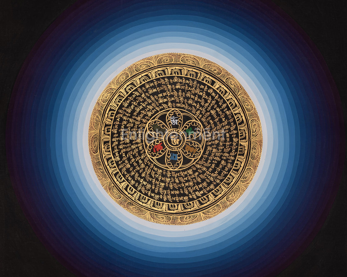 Mantra Mandala Buddhist Thangka | Sacred Mantra Visualization Artwork