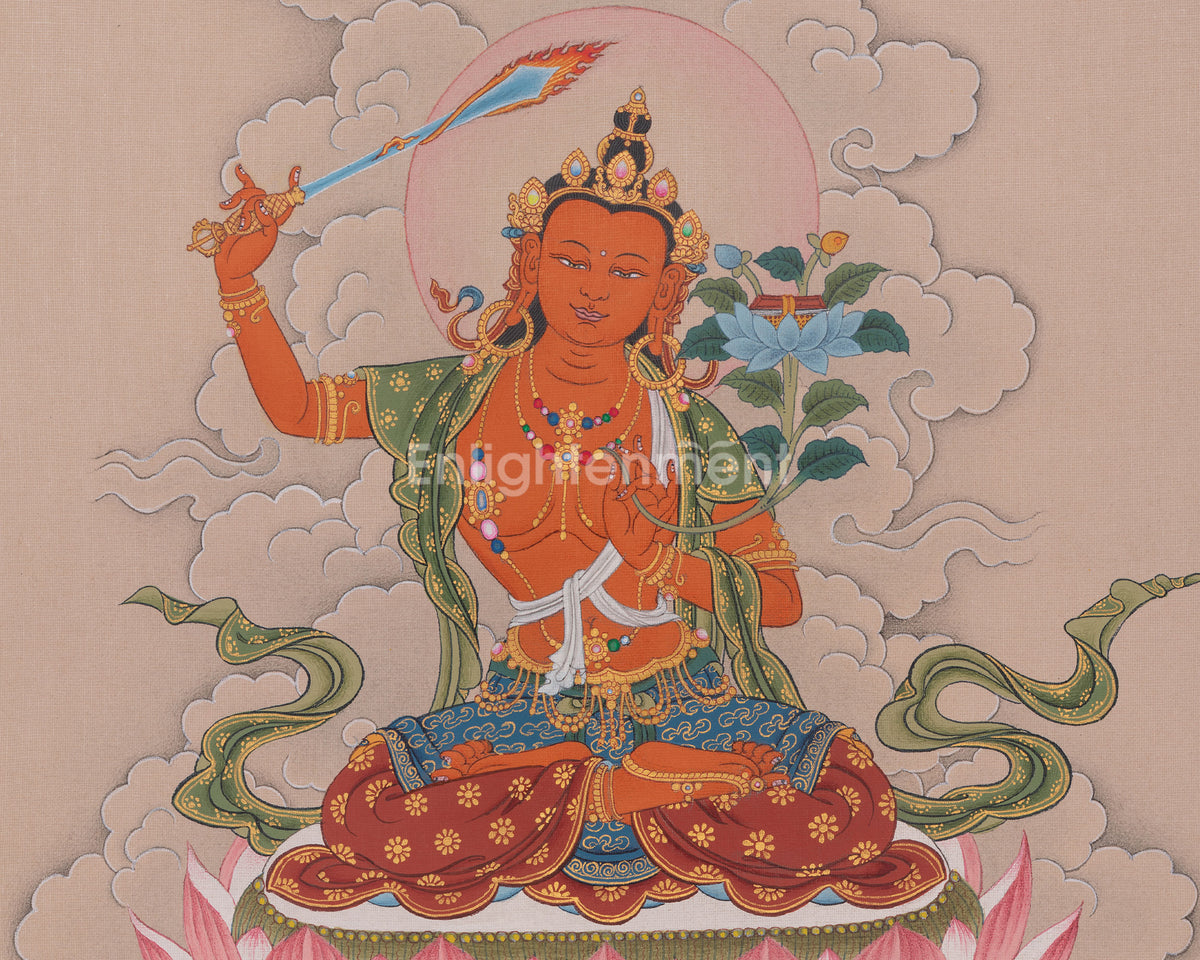 Tibetan Manjushri Art | Sword Of Wisdom | Represents Spiritual Understanding and Awakening