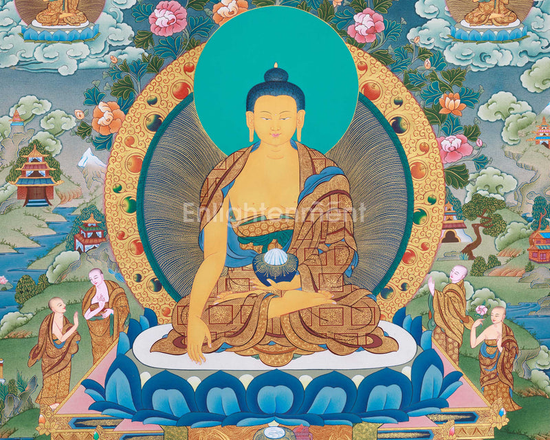 Gautam Buddha Acrylic Painting Art | Traditional Tibetan Buddhist Thangka For Meditation