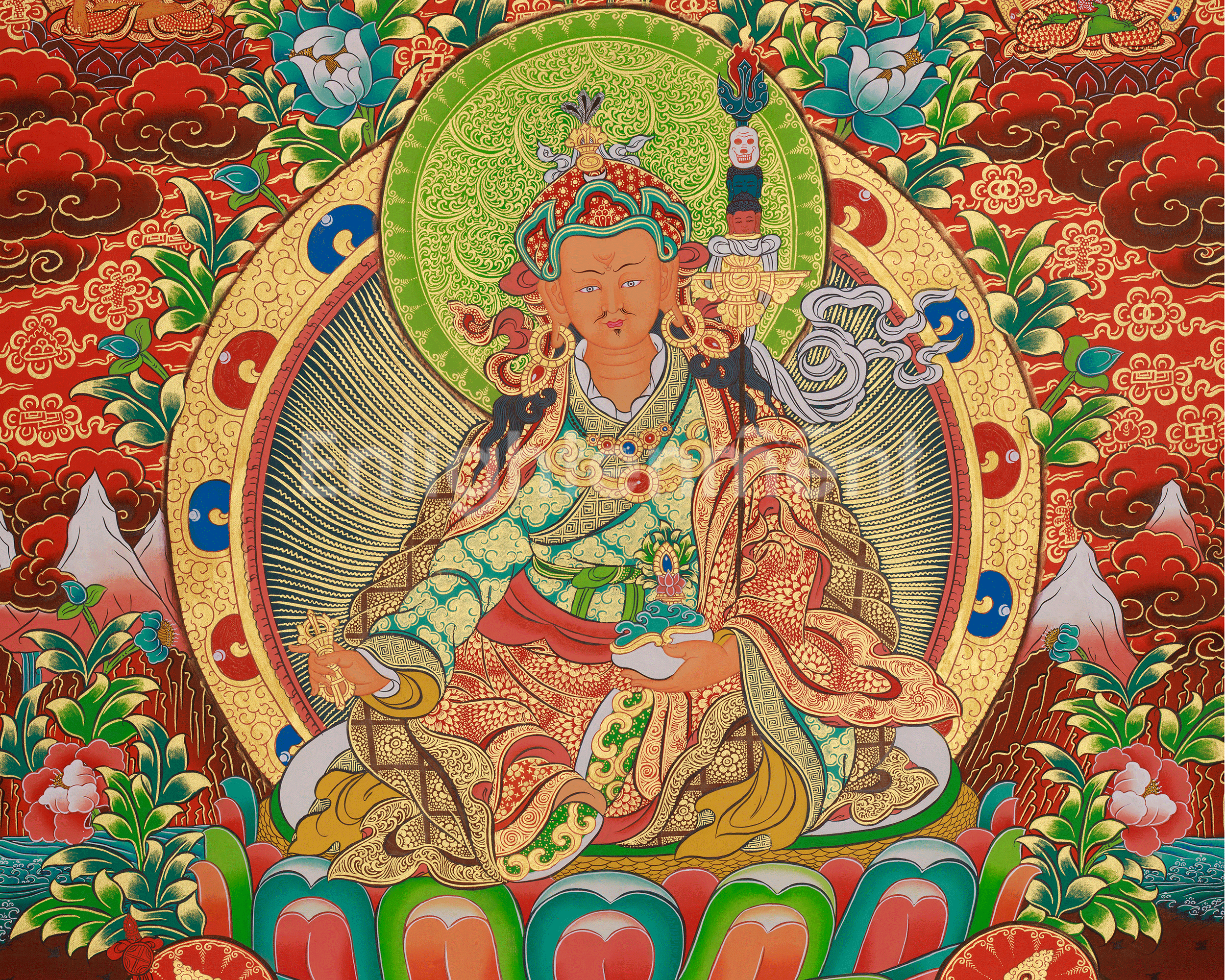 Himalayan Guru Rinpoche Art | Buddhist Master | Padmasambhava Thangka