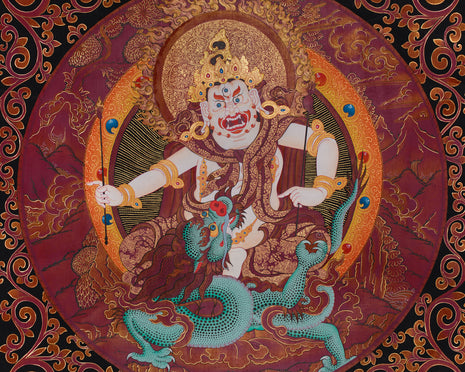 White Dzambhala Thangka | The Guardian of Wealth and Fortune