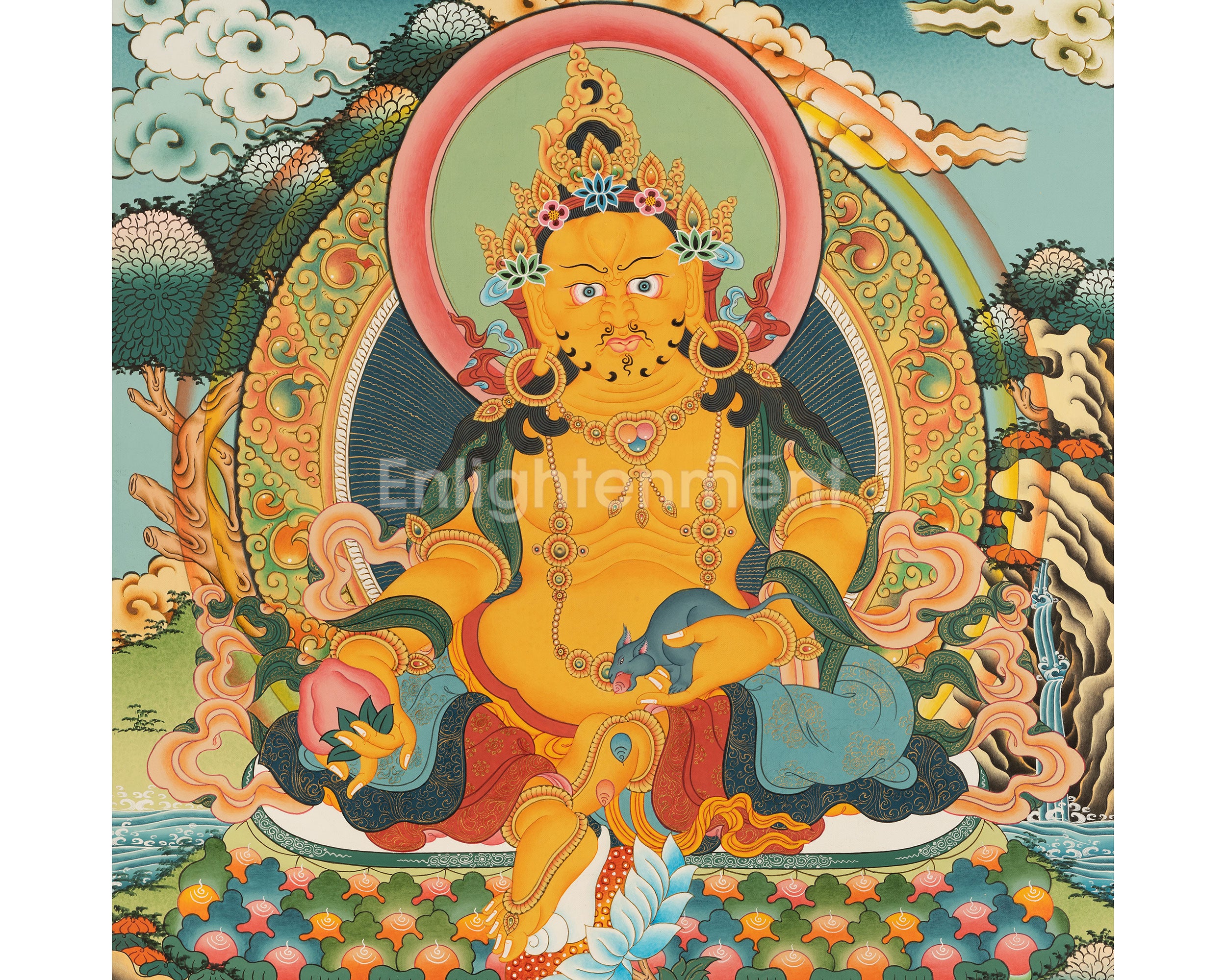 Yellow Dzambhala Artwork | Sacred Symbol of Wealth & Blessings