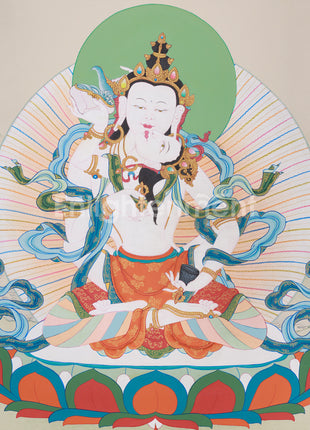 Vajrasattva with Consort Thangka | Sacred Symbol of Unity and Enlightenment