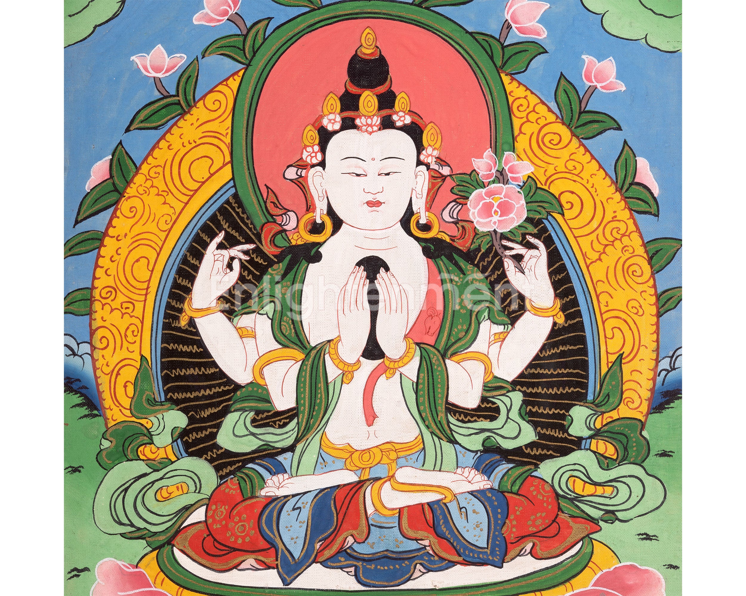 Buddha Vairocana Thangka | The Central Buddha of Tibetan Buddhism