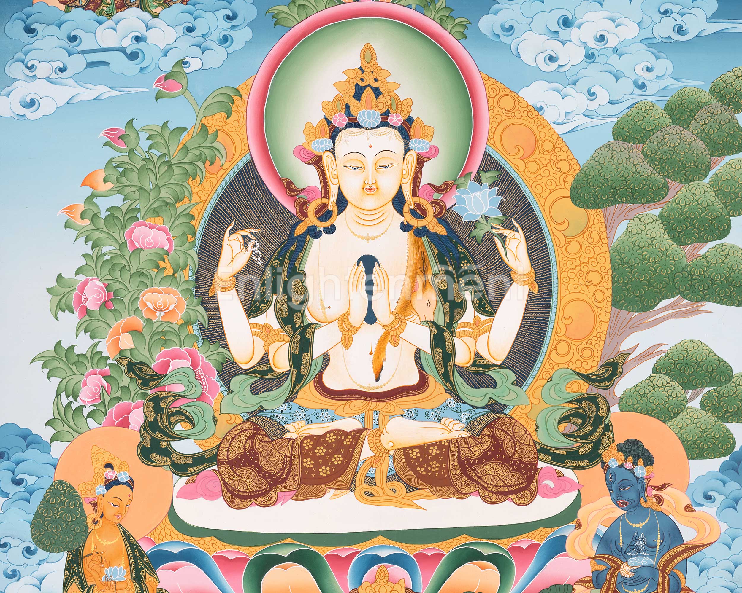 Avalokitesvara Chenresig Thangka | Religious Buddhist Art | Buddhist Gifts
