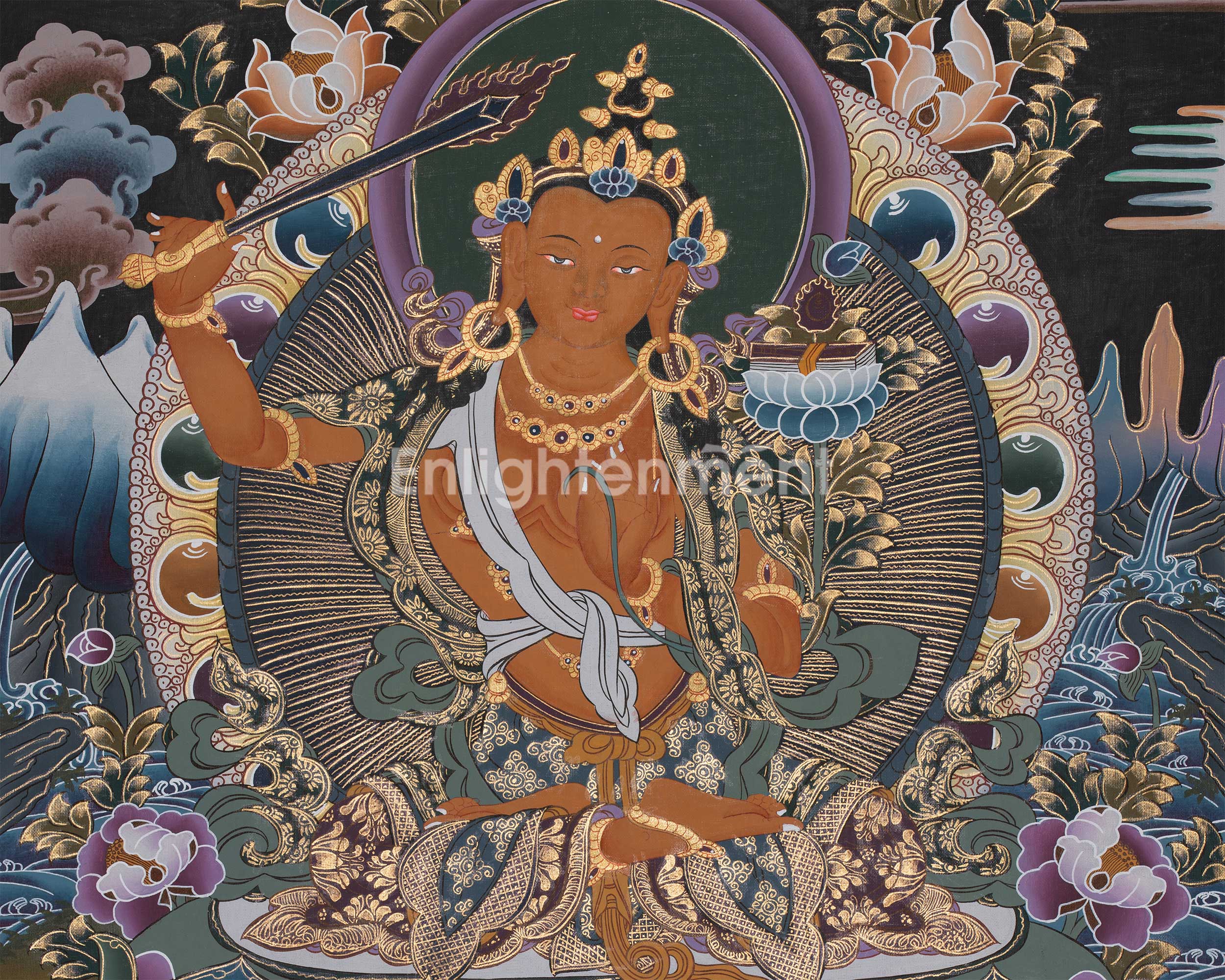 Original Traditional Manjushri Painting | Embodiment of Wisdom