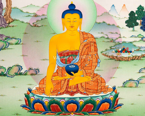 Shakyamuni Buddha Thangka Print for Spiritual Awakening | The Canvas Of Enlightenment