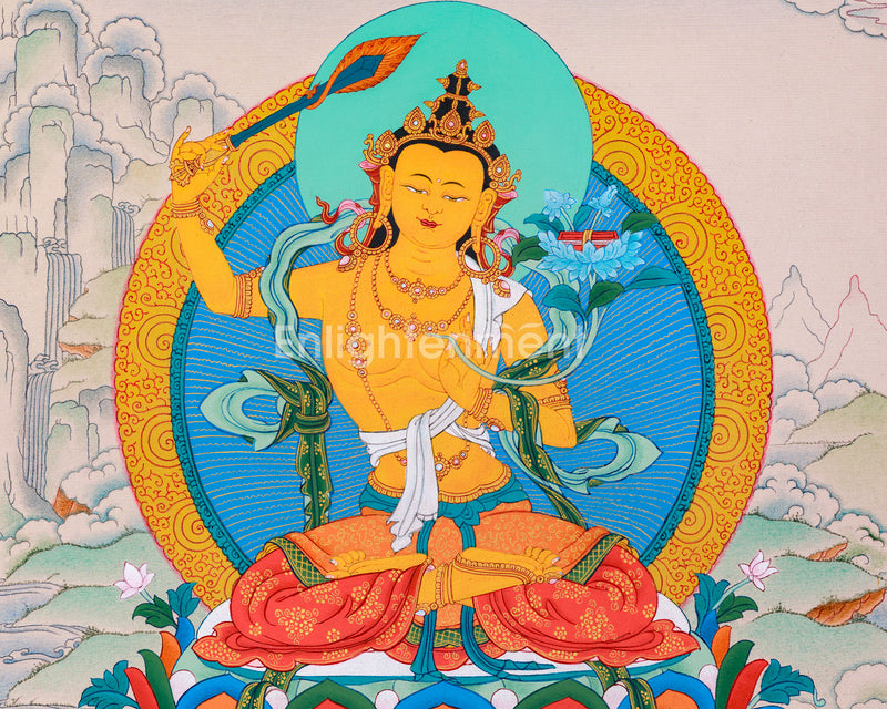 24K Gold Thangka of Manjushri