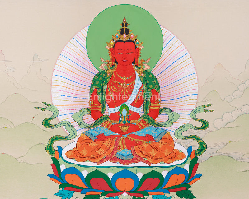 Amitayus with White Tara and Namgyalma Thangka