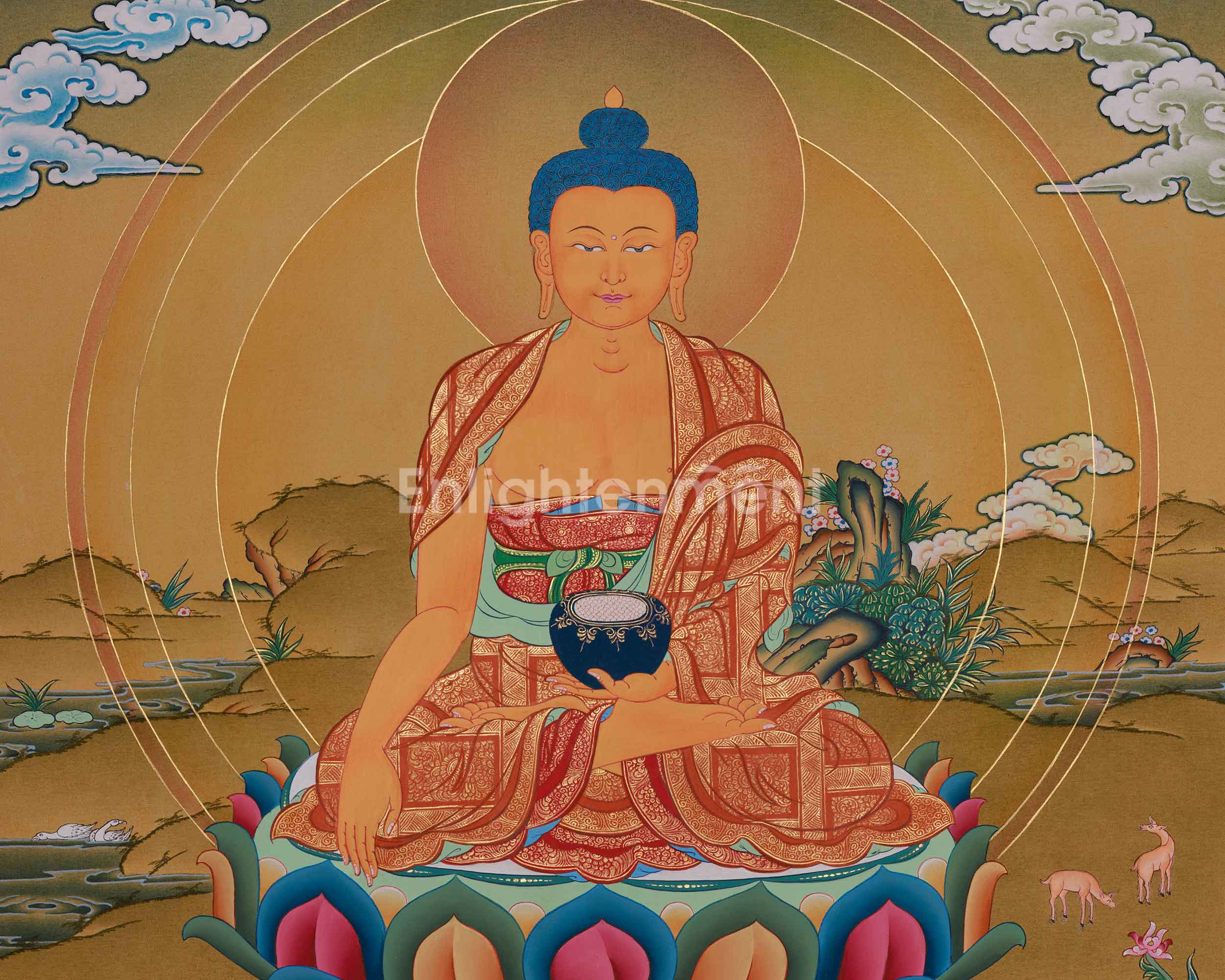 Enlightenment Shakyamuni Buddha Painting | A Sacred Depiction of the Buddha’s Awakening