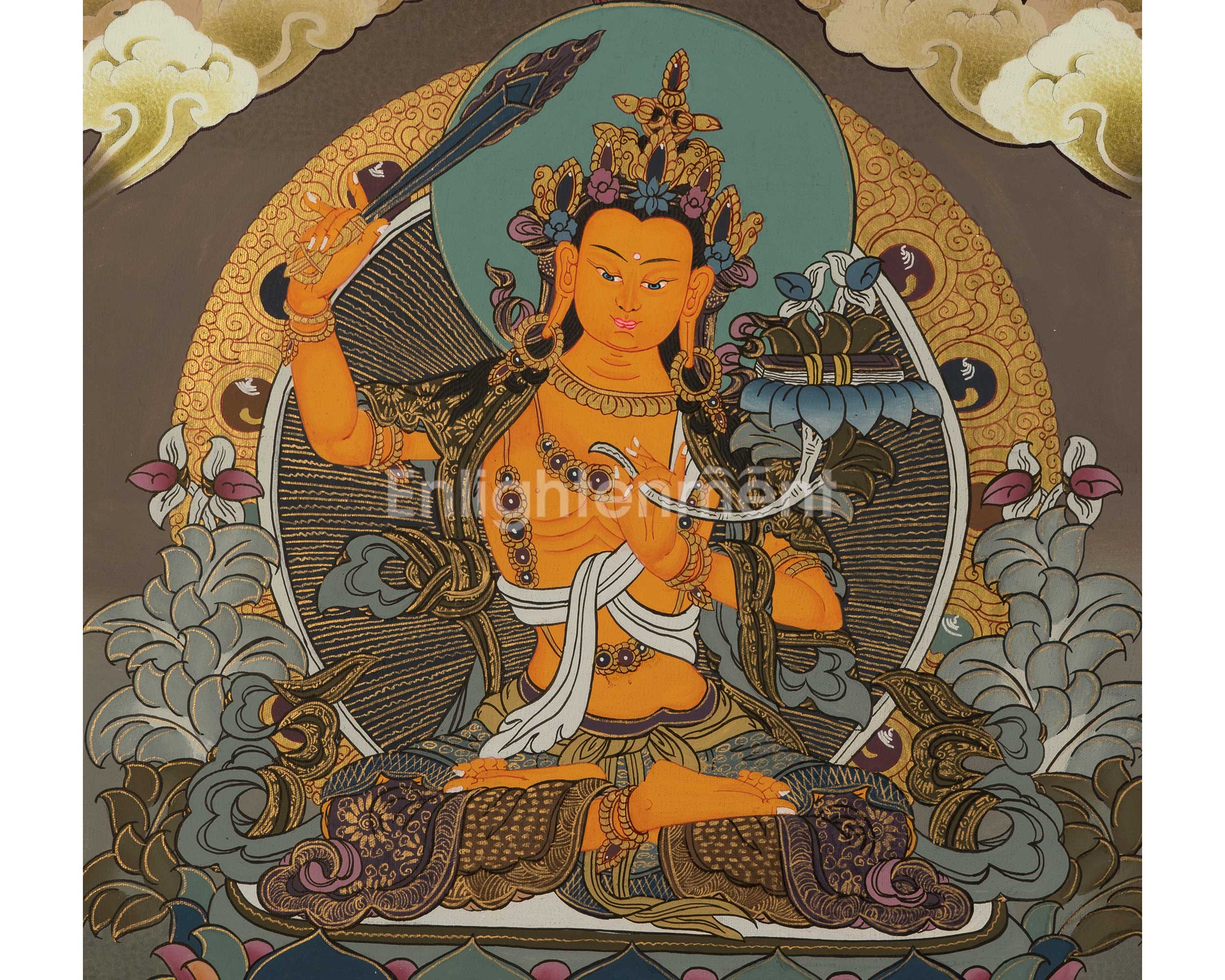 Manjushree Thangka Painting | Buddhist Wall Hanging