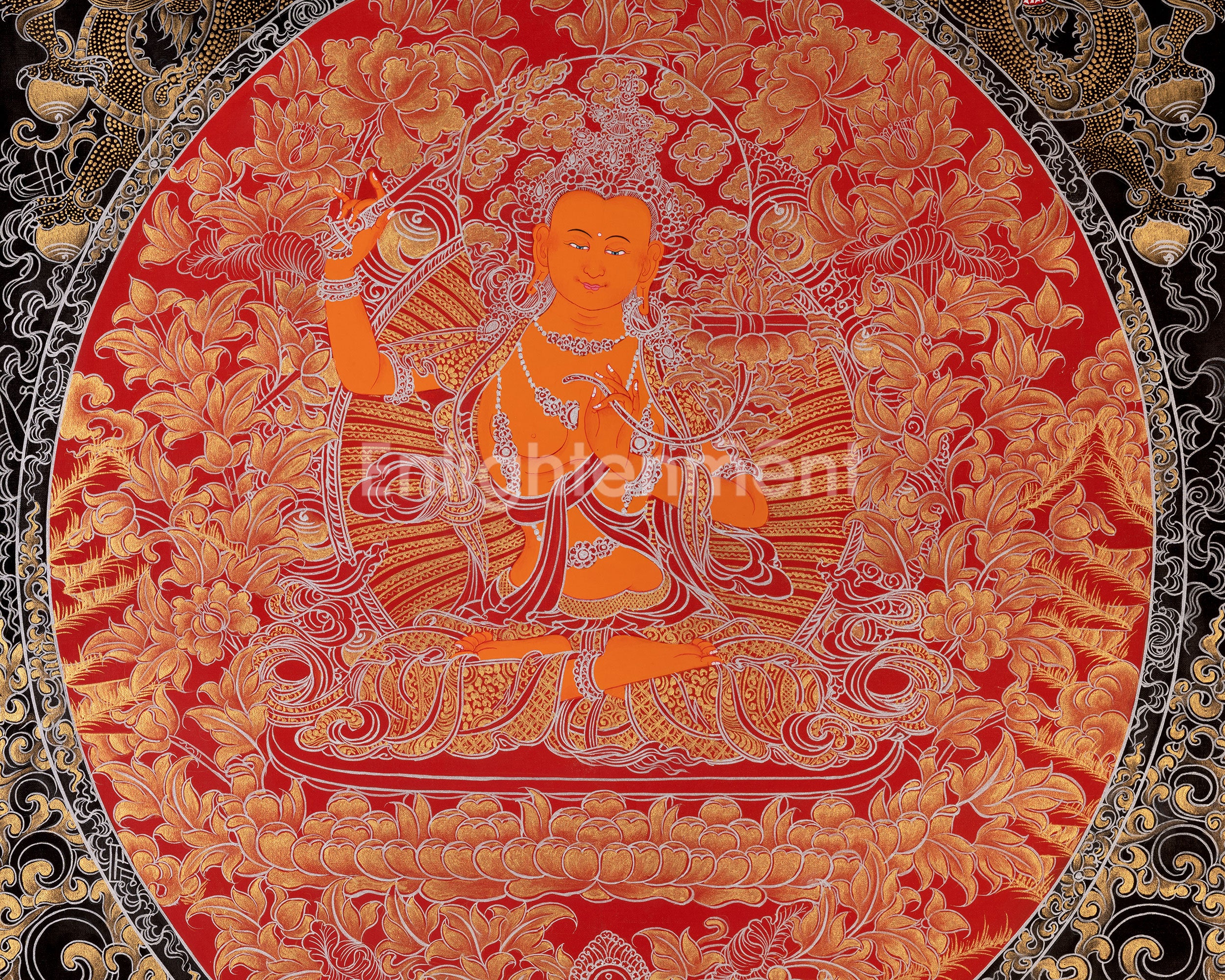 Manjushree Thangka Painting | Bodhisattva Of Wisdom | Religious Art